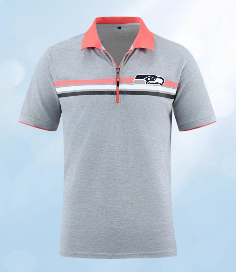 Seattle Seahawks grey Men 2025 NFL polo T shirt